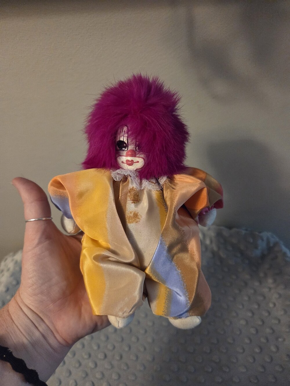Vntg Clown 1987 Q-tee Sand-Filled 7" Hand Made/Painted w/ Tags